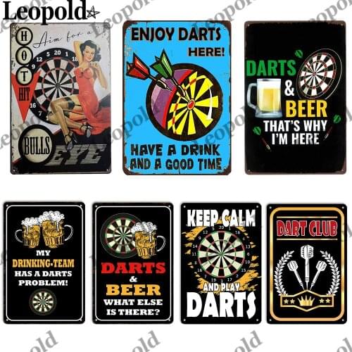 Metal Tin Sign Darts Club Poster Retro Style Bar Decoration Tin Plate Board Home Decoration Wall Art 20X30Cm