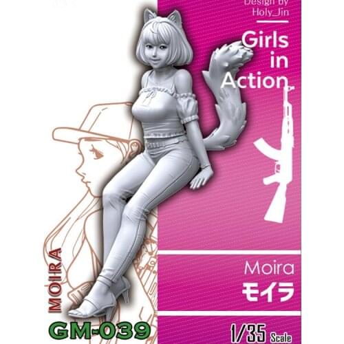 1/35 Resin Model figure GK Moira Fantasy theme Fox Girl Girl in action Unassembled and unpainted kit