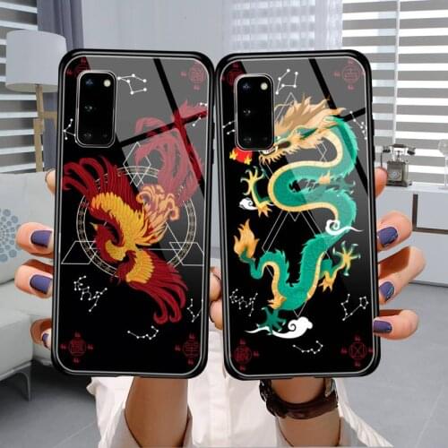 Fashion Dragon Animal Pattern Phone Case Tempered Glass For Samsung S20 Plus S7 S8 S9 S10E Plus Note 8 9 10 Plus A7 2018