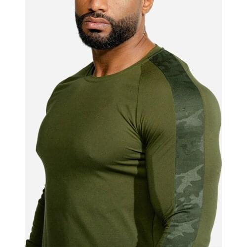 Long Sleeve Shirt Men Gym Fitness T-shirt Male Running Sport Bodybuilding Skinny Tee Tops Muscle Workout Clothing