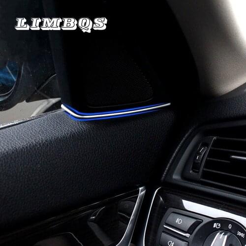 Door tweeter slot plug stickers for BMW f10 f11 5 series 2011-2017 2pcs ABS chrome door speakers frame trim sequins original fit