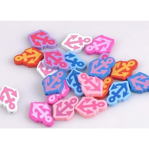 2018 New Mixed Cute Lovely Anchor Spot Wooden Spacer Beads For Jewelry making DIY 29x20mm 20pcs MT1452X