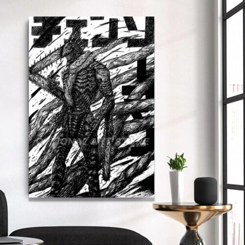 Black White Posters Canvas Hd Prints Chainsaw Man Pictures Wall Artwork Painting Home Decor Modular Popular Comics For Living Ro
