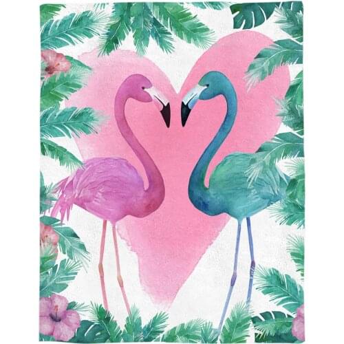 Nordic Flamingo Throw Blanket Portable Soft Bedspread Microfiber Flannel Blankets for Beds