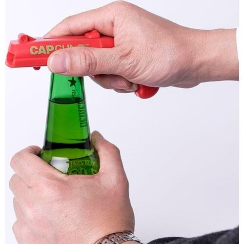 Portable Bottle Beer Opener Cap Gun Creative Flying Cap Launcher Bar Tool Drink Opening Gun Shaped Bottle Lids Openers