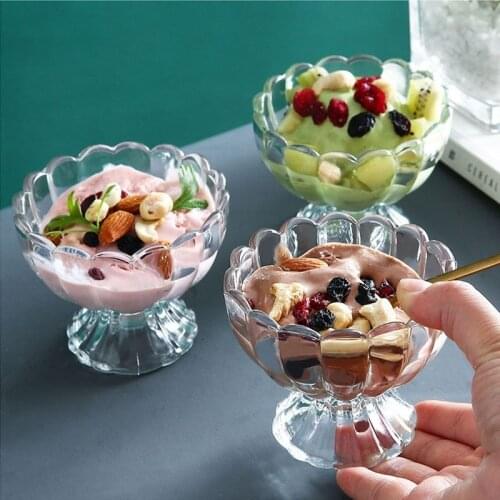 Transparent Glass Cup Cold Drink Juice Dessert Salad Cup Ice Cream Milkshake Cup Thicken Unleaded