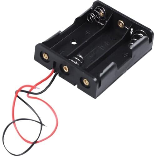Spring Clip Black Plastic 3 x 1.5V AA Battery Case Slot Holder