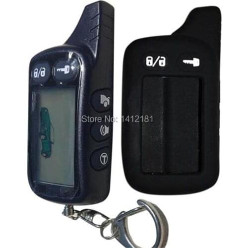2-way TZ9010 LCD Remote Control TZ 9010 Key Fob + Silicone Case for Vehicle Security Car Alarm System Tomahawk TZ-9010 Keychain