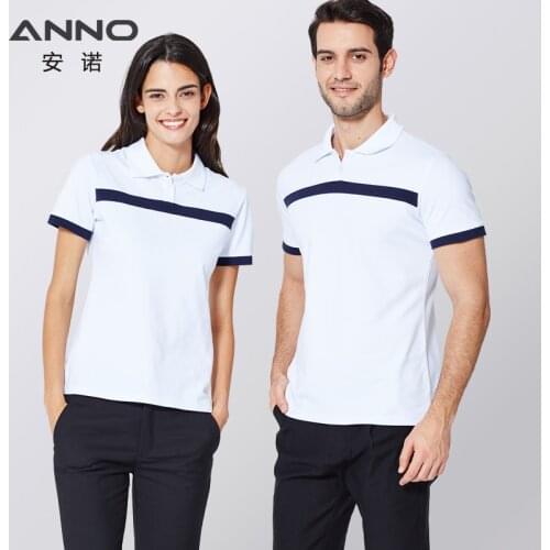 ANNO Leisure Polo Shirt Lapel Collar White Elasticity Summer Scrubs Nurse Dress Tops Work Casual Style Wear Work Clinic Uniform