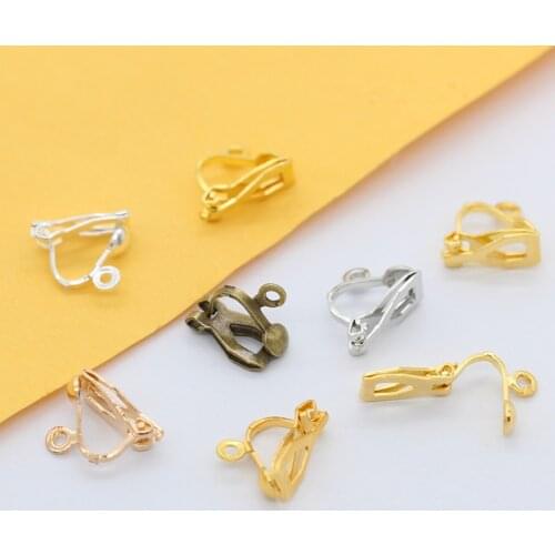 20p 10x13mm Silver gold plated Bronze Metal Blank Earrings Loop Converters Non-Pierced ear Clip On Findings jewelry craft Buckle