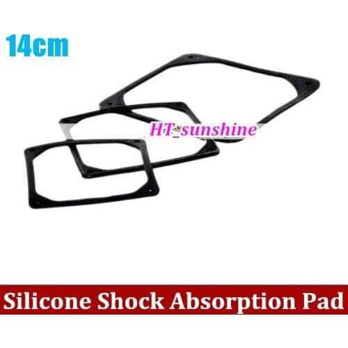 100PCS Free Shipping 140mm PC Case Fan Anti vibration Gasket Silicone Shock Absorption Pad Black 14CM Reduce noise