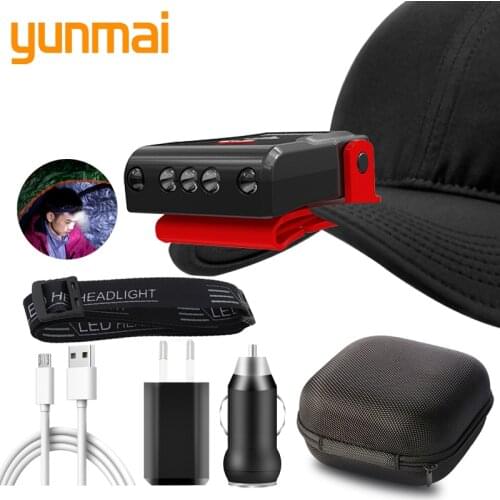 LED Headlight Sensor Cap Lamp Smart Multi-function Built-in Battery USB Charging Head Flashlight Headlight Light Bulb Flashlight