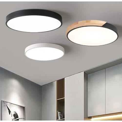 LED Ceiling Light for Living room Bedroom LED Ceiling Lamp foyer light Black white Led lighting Round wood Fixture Surface Mount