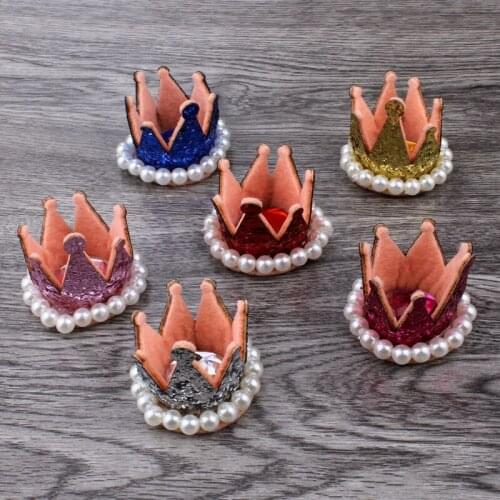 120pcs/lot 6colors 3D Felt Crown Decorative Flower for Hair Ornaments Glitter Non-woven Fabric Tiaras for Festive/Party Supplies