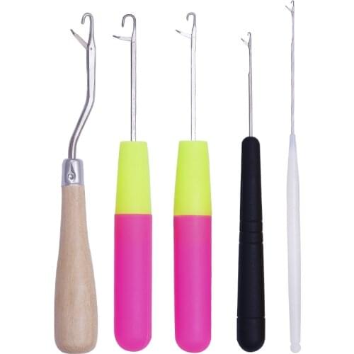 MIUSIE 5pcs/Set Plastic Crochet Needle Braiding Latch Hook Weaving Hair Dreading Hooks Tool For Braid Craft Hand Sewing Needles