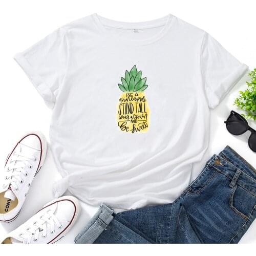 Be A Pineapple Letter T-shirt Women Watercolor Painting Pineapple Graphic T Shirt Women Top Printing Top Tee Casual Short Sleeve