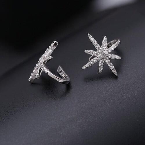 SWOUR New Fashion Jewelry Cubic Zircon Ear Cuff Unique Star Design Stud Earrings For Woman High Quality S283