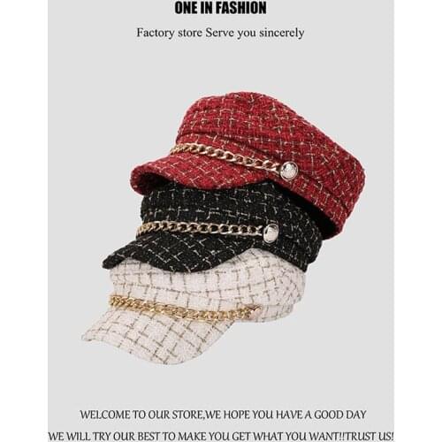 Womens Hats Korean Version of Autumn and Winter Japanese Ladies Style Caps Wild British Retro Military Caps Octagonal Berets