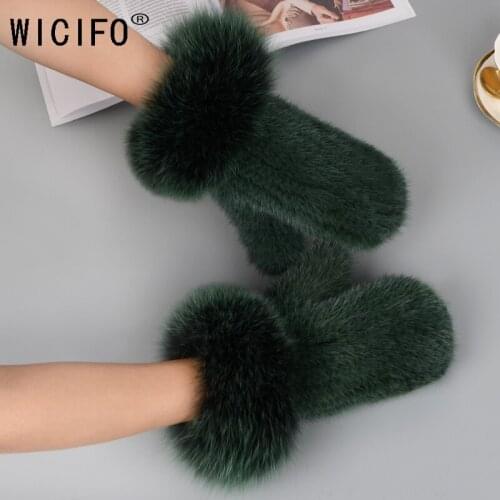 Women mink fur thickening Winter Gloves Fashion Warm fox fur Thicken Elegant Leather High quality Fur Wrist Warm Womens Leathe