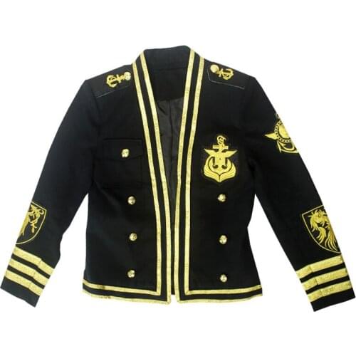 Gold Autumn Winter Thread Surround Insignia Fashion Stage Suit Men Party Blazer Slim Fit Jacket Singer Coat Performer Coat