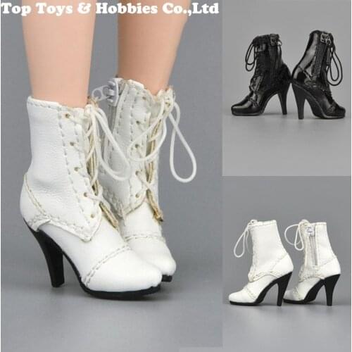 1/6 Female Ankle High-heel Boots Shoes ZY16-28 Zipper Strap High Heels For 12" Woman Figure Body