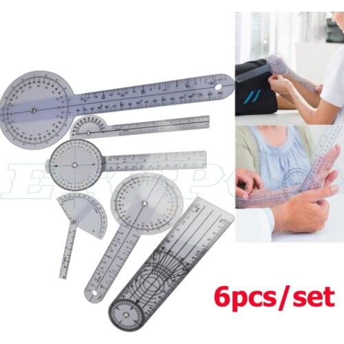 1 Set 6pcs Spinal Finger Goniometer Protractors Useful Multi-Ruler Angle Medical Spinal Ruler 180/360 Degree Measuring Tool