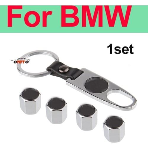 1set Silvery+Leather Car Tire Valve Cap Rim Wheel Air Stems Caps Blue White Alpina Cover for bmw E60 E90 F10 F30