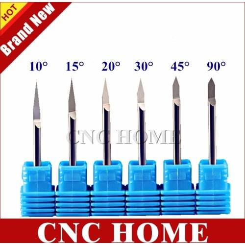 10pcs 3.175mm Shank Carbide Metal Engraving Bits Aluminum Copper Stainless Steel CNC Router Bit 20 30 45 60 90 Angle for choose