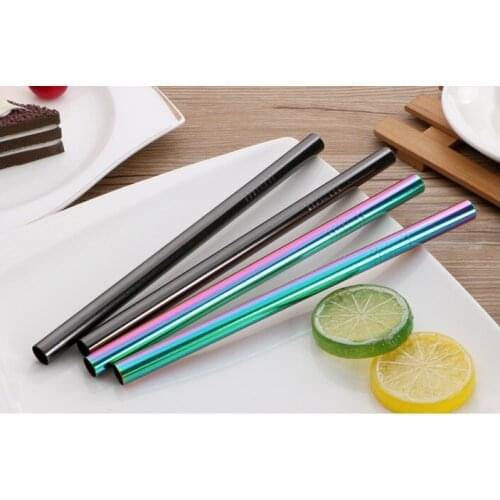 100pcs Food Grade 304 Stainless Steel Straight Drinking Straws Reusable Metal Smoothie Straws 12mmx215mm lin4004