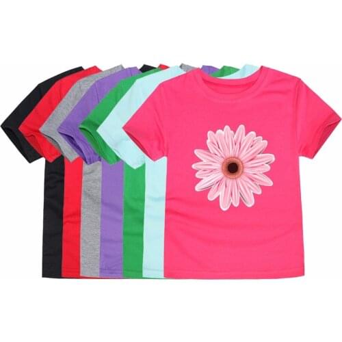 12 Colors Girls Daisy Flower T Shirts Children Floral Summer Tops T Shirt for Kids Summer Clothing Baby Wears Flower Tees