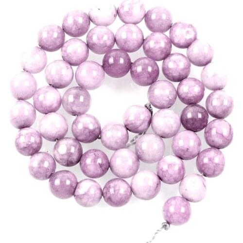 15"Strand Natural Stone Beads Solid Light Purple Marble Stone Beads Round Loose Spacer Beads For Jewelry Making Bracelet 8mm