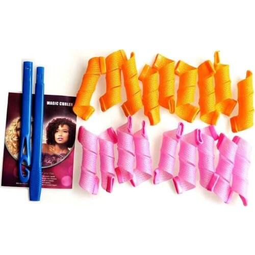 18Pcs Not Deformed Spiral Round Curls Magic Hair Rollers No Heat Snail Shape Curler hair Styling Kit For Home Travel Use (20CM)