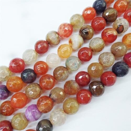 2 Strands 8mm Colourful Dragon Veins Agate Facet Ball Loose Beads DIY Jeawelry Making 15.5Inch M501