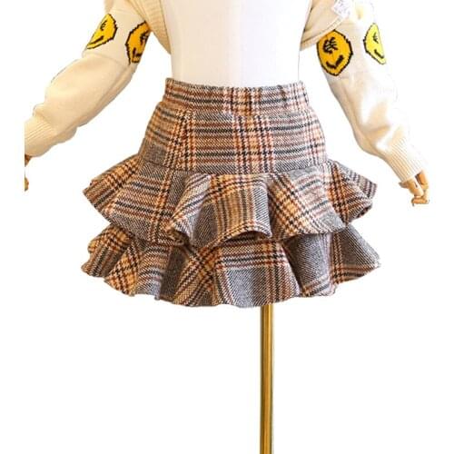 2020 Winter Kids Pleated Skirt Classic Fashion Baby Girls Plaid Skirts Double-deck Toddler Childrens Princess Clothes