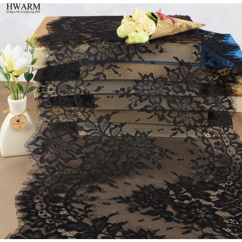 3yard/pcs black lace fabric ribbon african wedding decoration cloth trim DIY embroidery curtain skirt Headscarf veil accessorie