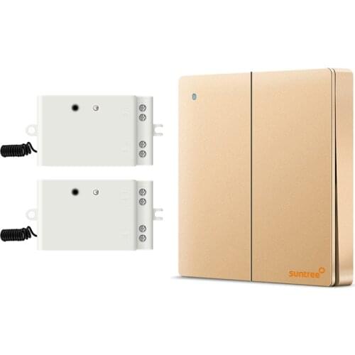 433Mhz Smart Light Switch LED Push Button Universal Wireless Remote Control Relay Controller Two Open Gold