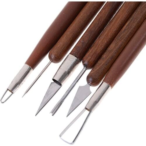 6Pcs/Set Good Quality Clay Pottery Tools Sculpture Plasticine Carving Tool Set