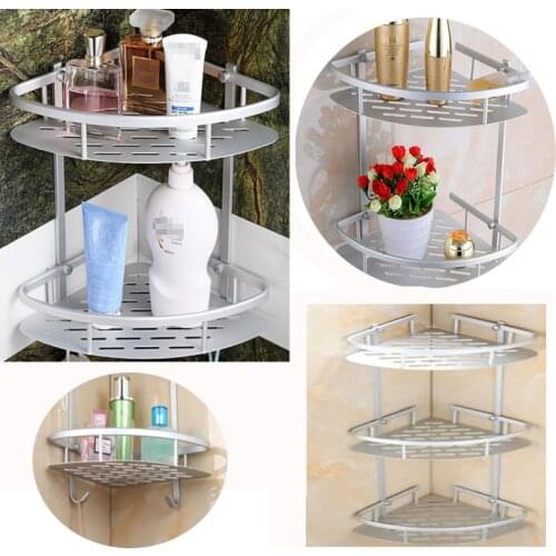Aluminum Bathroom Shelf 2/3 Layer Triangular Rack Bathroom Accessories Storage Organizer For Shampoo Soap Cosmetic Basket Holder