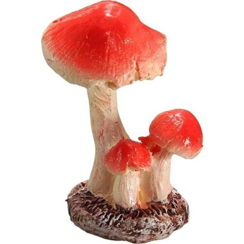 BESTOYARD 3 Head Red Mushroom Toadstool Miniature Fairy Garden Terrarium Figurine Dollhouse Decor