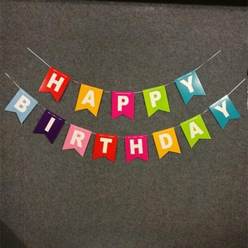 High quality 280cm Color hapy birthday paper flag with ribbon banner decoration indoor outdoor party decor