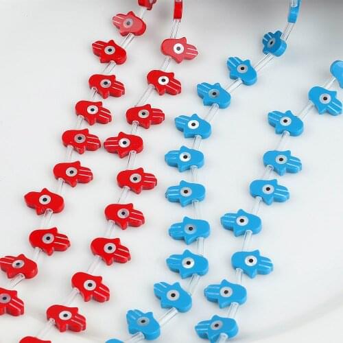 10Pcs/lot 10x14mm Red Blue Hand Shape Natural Pearl Bay Shell Evil Eye Beads For Women Making DIY Jewelry Necklace Bracelet