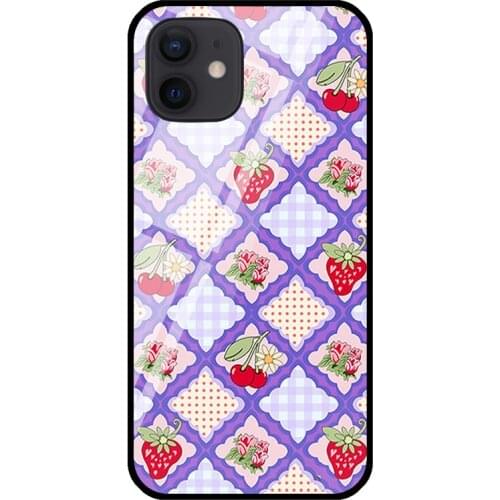 Berry Jam Tempered Glass Case For iPhone 11 12 Pro MAX XS XR X 7 8 Plus SE Phone Back Cover Shell