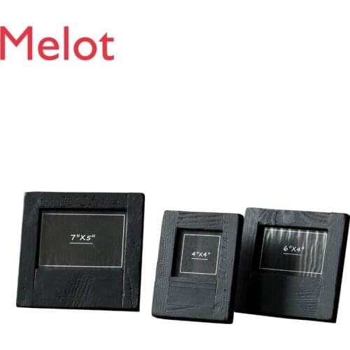 Black Minimalist Old Pine Wood Photo Frame Nordic Minimalist Solid Wood Ornaments Ins Style Photo Decoration modern decor