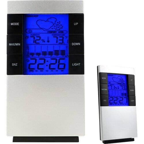LCD Backlight Digital Alarm Clock Household Multifunction Weather Forecast Display Thermometer Hygrometer Calendar Clock