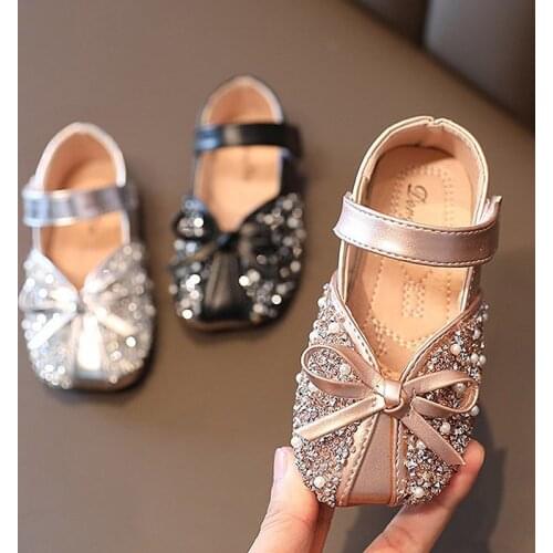 Spring Autumn Girls Princess Shoes Bling Wedding Shoes Bridal Crystal Dance Shoes For Big Girl Kids Mary Jane Baby Toddlers K211