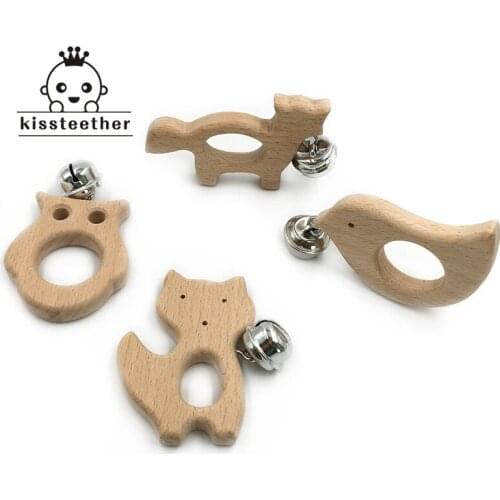 Handmade Wooden Teether Animal owl Teether Rattle Kids Teething Pendant DIY Baby Teether Toys hand wood bird teether bells
