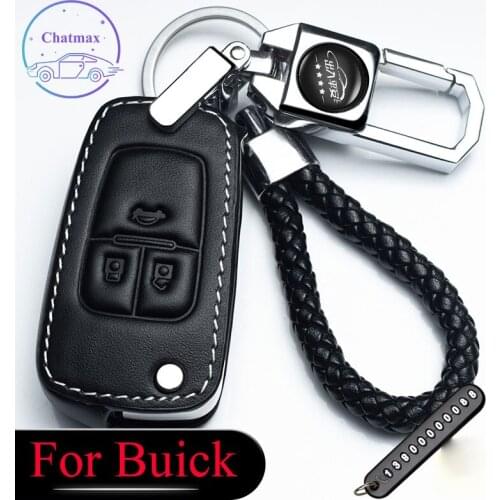 For Buick Excelle GT GS Encore Ragel GL6 GL8 Car Key Bag Genuine Leather Fob Cover Red Black Holder Car Accessories