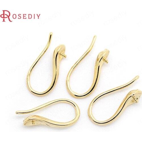 F340)20 pieces 17mm Width 4mm 24K Gold Color Brass Half Pins Earrings Hooks High Quality Diy Jewelry Findings Accessories