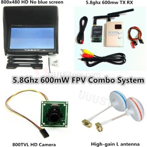 FPV Combo System 5.8Ghz 600mw Transmitter Receiver No blue 800x480 Monitor sunshade holder DJI Phantom QAV250 Quadcopter