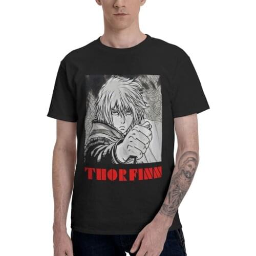 Thorfinn Vinland Saga T Shirt Mens Cotton T-shirt Fashion Tshirt Short Sleeve Adventure Fiction Manga Anime Karlsefni Tee Top